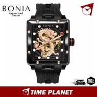 [Official Warranty] Bonia Dragon Limited Edition Automatic Black Silicon Strap Men Watch BNB2024-173