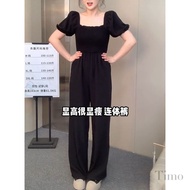 [Mall] One-shoulder Jumpsuit Women Summer New Style Korean Version Fashion Narrow Waist Slimmer Look All-Match Wide-Leg Trousers Jumpsuit