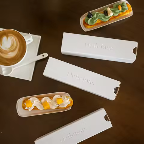 50PCS Rectangle French Napoleon Mousse Box DIY Baking Mini Cake Packaging Boxes Waterproof Oil-proof