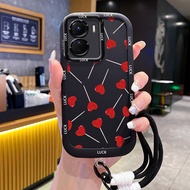 Case For VIVO Y16 Y35 5G Y56 5G Y02s Heart-Shaped Candy Phone Silicone Shockproof Strap
