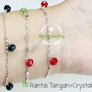 ️WHOLE ️(B05) Silver/Silver 925 Bracelet Hand Chain AdultWanita Round Crystal Stone Crystal Bracelet