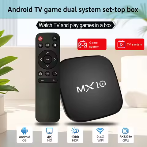 Android TV Box Allwinner RK3228A Quad-Core 4K MX10 Build in Wi-Fi 2.4G Set-Top Box 2025 Upgrade Supe