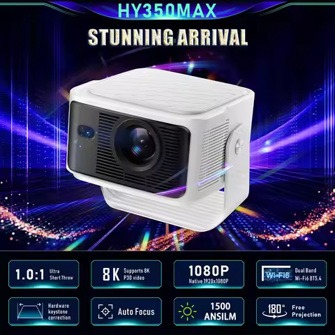 Everycom HY350 MAX Projector 1500ANSI Full HD 1080P Android14 Auto Focus Media Video Player Smart Be