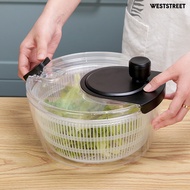 Weststreet Salad Spinner Hand Dehydrator Large 4.2 Quart Transparent Bowl with Built-in Strainer Fru