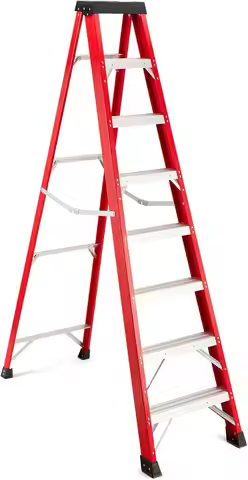 Ladder 8-Foot Fiberglass Step Ladder, 500 Pound Capacity, Folding Platform Step ladders for Home & W