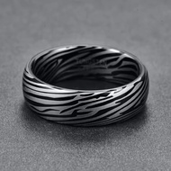 Original Damascus Steel Pattern Tungsten Carbide Men's Ring