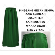 Kain Kurung Hijau Sekolah Pinggang GetahSemua/SUSUN TEPI/Kain Koshibo/Size 22~5XL