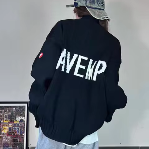 Black Cardigan CAVEMPT C.E Turtleneck Sweater Men Women Top Version CAV EMPT Crewneck Knit Sweatshir