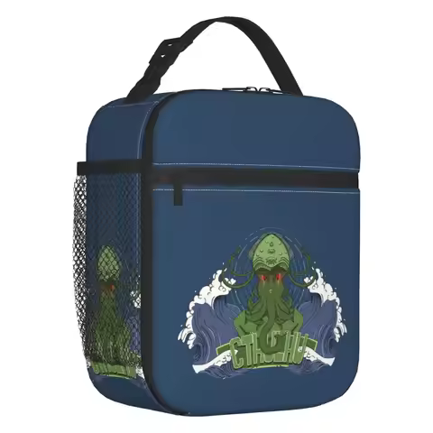 Trendy Harajuku Call Of Cthulhu Insulated Lunch Bags for Camping Travel Monster Lovecraft Leakproof 