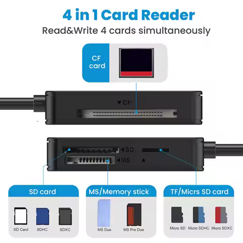 Mini USB 3.0 Type C 4 in 1 USB Card Reader Memory Smart Card Reader SD TF CF MS Compact Flash Card A