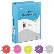 ½ Inch 3 Ring Binder .5 inch Blue Clear View Cover with 2 Inside Pockets, Colored School Supplies Of