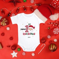 Free Add Name My First Christmas Printed Baby Rompers Clothes Boy Girl My First Christmas White Jump