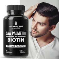 SAW PALMETTO+BIOTIN for Women and Men - Maximize Hair Thickness, DHT Blocker, Vegetarian Capsules