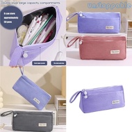 Un* Corduroy Pencil Case 2 Compartment Light Weight Pen Pouches Travel Makeup Bag