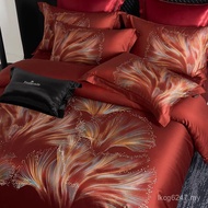 All European Style Red Pure Cotton Silk Cotton Bedding Wedding Digital Day Printing High-End 120s Co