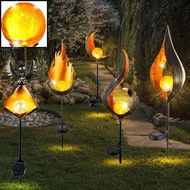 RH LED Solar Flame Light Metal LED Garden Light Flame Effect La