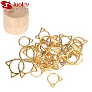 LUOLRV 30pcs Knitting Markers, Gold Plating Cat Shape Cat Ear Markers, Household Craft Metal Rings M