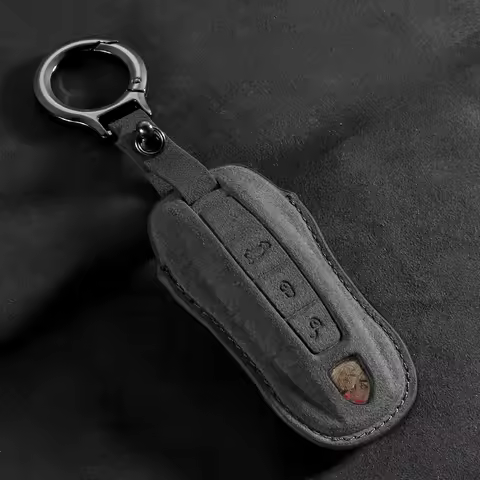 Suede Car Key Case Cover Shell for Porsche 958 Macan 911 Panamera 996 991 Boxster 987 997 2019 2020 