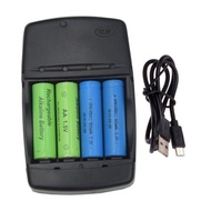 aa battery💯4 slots Smart USB Battery Charger for Rechargeable Battery AA AAA AAAA 1.5V Alkaline 14500 10440 16340 10440