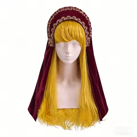 Tudor Women Red/Blue Headdress Queen Anne Boleyn Cosplay Hat Elizabethan Renaissance Tudor Cap Crown