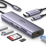 UGREEN Revodok 7 in 1 USB C Hub Gigabit Ethernet Adapter 4K@60Hz HDMI, 100W PD Charging, USB A Data