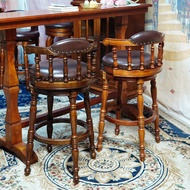 European-style solid wood bar chair, American-style home island chair, kitchen island high stool, sw