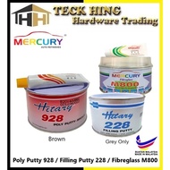 MERCURY Poly Putty 928 - Brown 1kg / HITARY Filling Putty - Grey 0.5kg / Fibreglass M800 280gm
