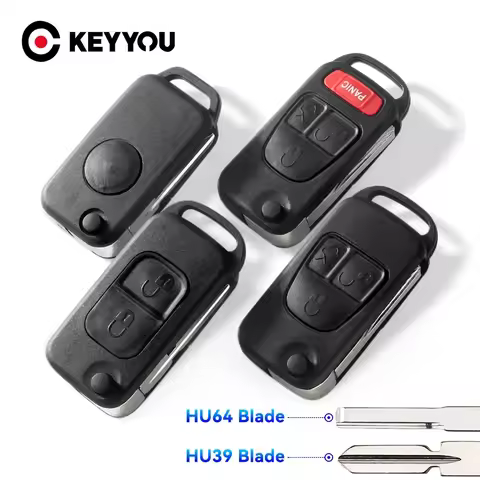 KEYYOU 10pcs HU64 HU39 Blade Flip Key Cover Case For Mercedes C CL S SL SLK ML Benz W168 W124 W202 W