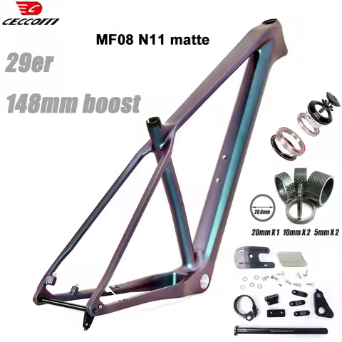 CECCOTTI-Carbon Mountain Bike Frame, 29er MTB, Real Color, 12X148 Boost, BSA73 Bicycle Framework