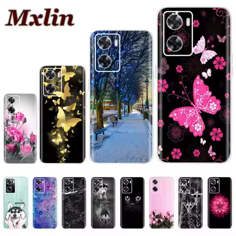 For OPPO A77 5G Case CPH2339 Butterfly Cover For OPPO A57S A57e A57 4G 2022 Phone Case Soft Silicone