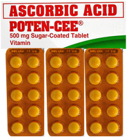 Poten-Cee Ascorbic Acid 500mg 30 Tablets Poten Cee Sugar Coated No Box