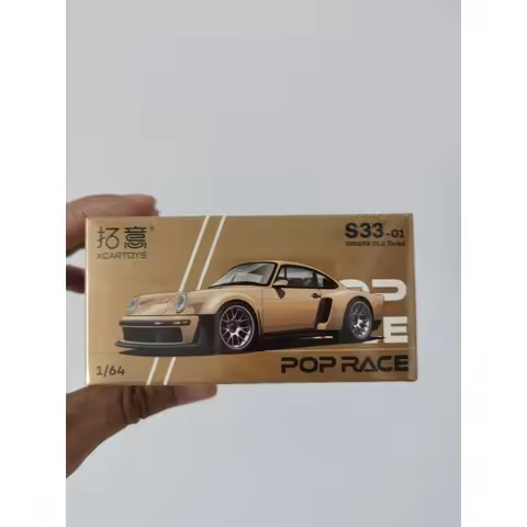 In Stock POP RACE 1:64 PR640132 Porsche Singer DLs Turbo Gold, Skyline GT-R (R34) V-Spec Il Alloy Di