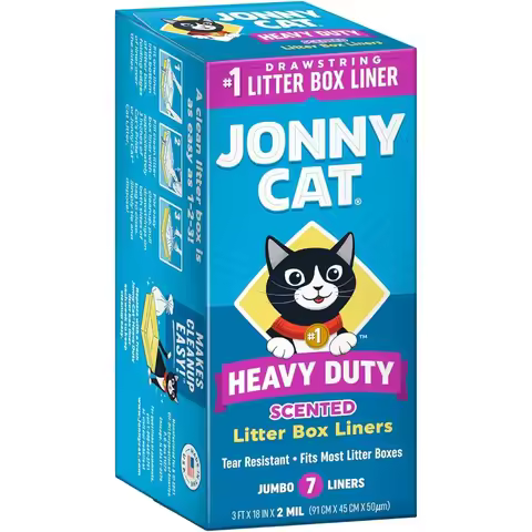 Litter Box Liners: Fresh Scent - Heavy Duty - Tear and Leak Resistant - Drawstring Close - Jumbo 7 C