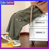 Baggy Cargo Pants For Men Baggy Straight Cut Pants For Men 4 Pocket Green loose Cargo Pants