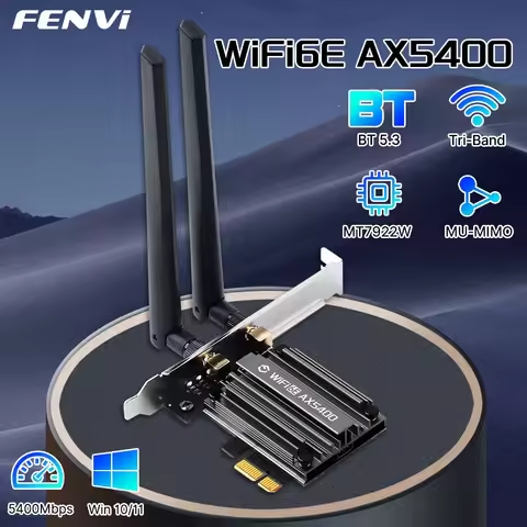 FENVI MT7922 5374Mbps WiFi 6E Adapter BT 5.2 Tri Band 2.4G/5G/6Ghz Wireless PCIE Adapter 802.11AX Ne