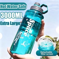 3000ML Large Capacity Sports Water Bottle BPA Free Leakproof Portable Outdoor Gym Fitness Drinking J