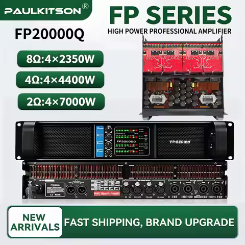 Paulkitson FP20000Q 4-Channel Power Amplifier (4×7000W) for Line Array Speakers, Disco, DJ & Concert