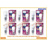 PAKET LAMPU LED BULB PHILIPS MYCARE 3W 3 WATT W KUNING 6 PCS (GARANSI