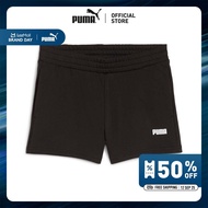 PUMA Basics กางเกงขาสั้น Essentials 4 นิ้ว โลโก้เล็กสำหรับผู้หญิง สีดำ - 68833001