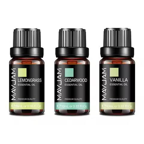 MAYJAM 3PCS/SET Vanilla Cedarwood Lemongrass Pure Essential Oils For Humidifier Diffuser Burner Maki