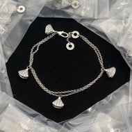 【Best quality】bv 18k white gold full drill small skirt bracelet women light luxury sensual fan brace