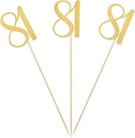 Gold Glitter 81st Birthday Centerpiece Sticks, 12-Pack Number 81 Table Topper Anniversary Party Deco
