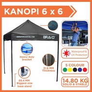 Bravo Canopy Kanopi 6x6 Canopy Canvas Khemah Niaga Khemah Pasar Malam Khemah Pasar Tani Khemah Meniaga [Black Stand]