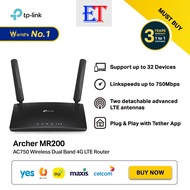TP-LINK MR200 AC750 Dual Band 2.4gHZ / 5Ghz 4G LTE WiFi SIM Router Modem.