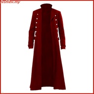 Vintage Medieval Costumes Steampunk Gothic Black Long Jacket Coat Vampire Cosplay Pirate Halloween O