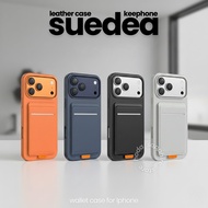 Keephone Suedea Leather Card Holder Case and Shockproof Phone Holder Protective for Iphone 17 Pro Ma