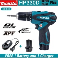 Bor Makita Original HP300D 10.8V 2 baterai 12v Cordless Brusless