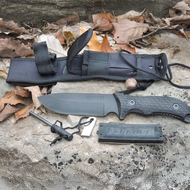 美國Schrade Full Tang粗磨砂 1095高碳鋼附磨刀石打火棒尼龍刀套 SCHF36 6mm厚  1支