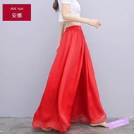 ✦Ready Stock✦ celana kulot wanita perempuan Drapy chiffon double wide-leg pants, vintage meditation,