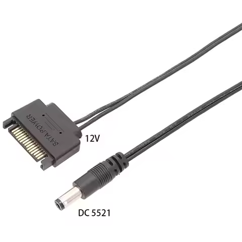 1Pc SATA Male To DC 5.5*2.1mm 12V Power Supply SATA To DC Cable 20cm-F(x)